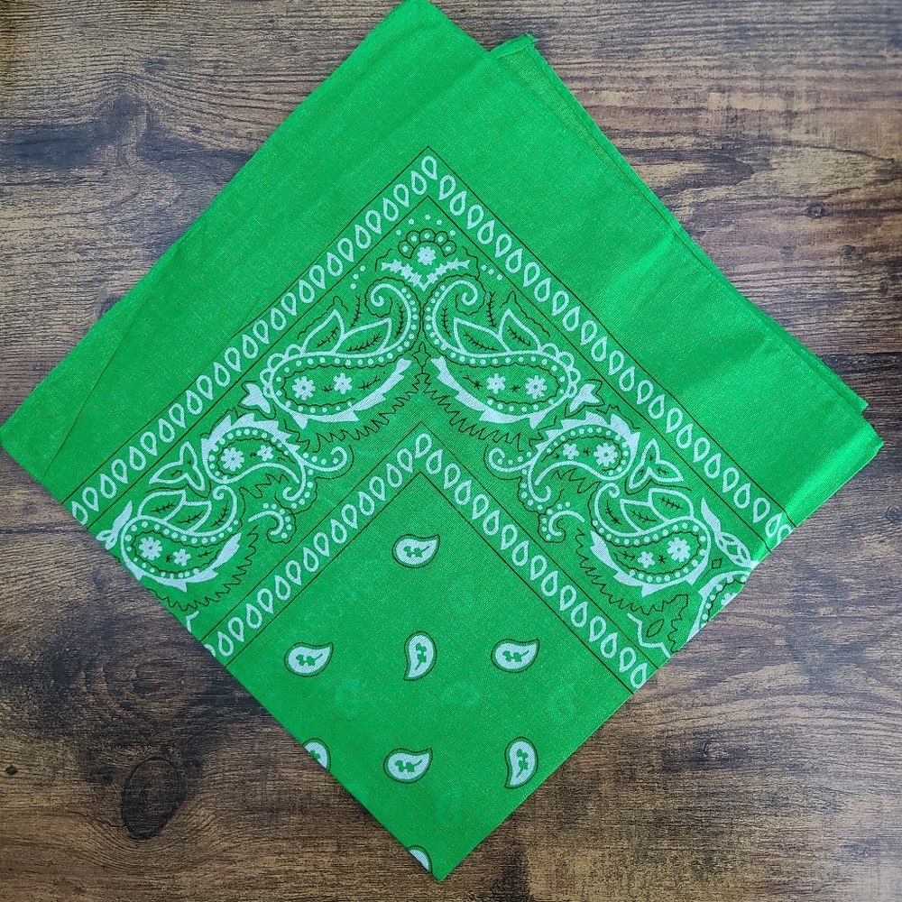 New Green Paisley Bandana, Cotton Bandana